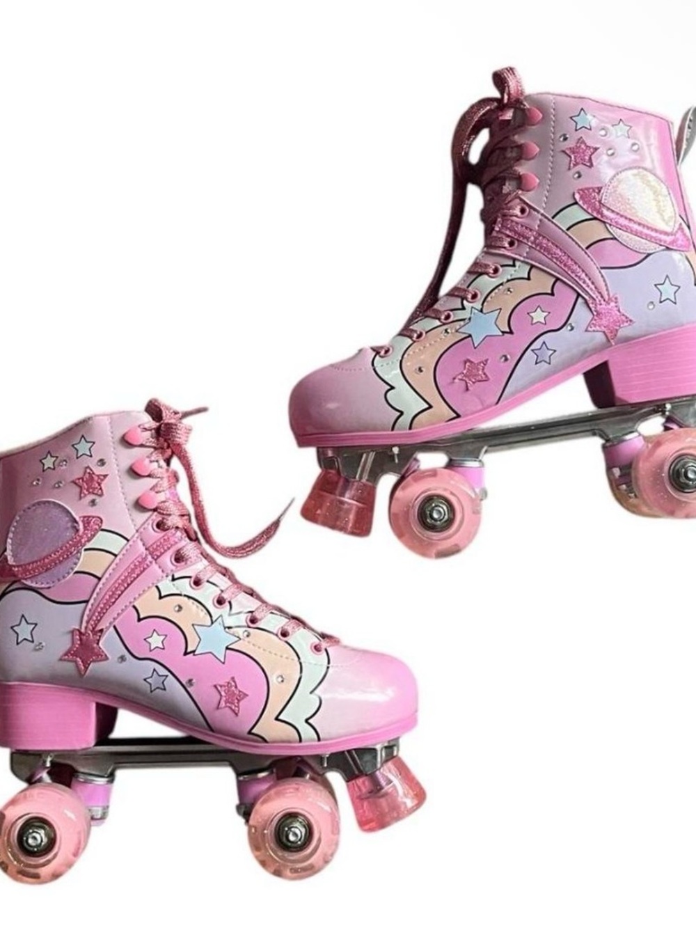 Sugar Thrillz Pink Pastel Planet Roller Skates light up wheels